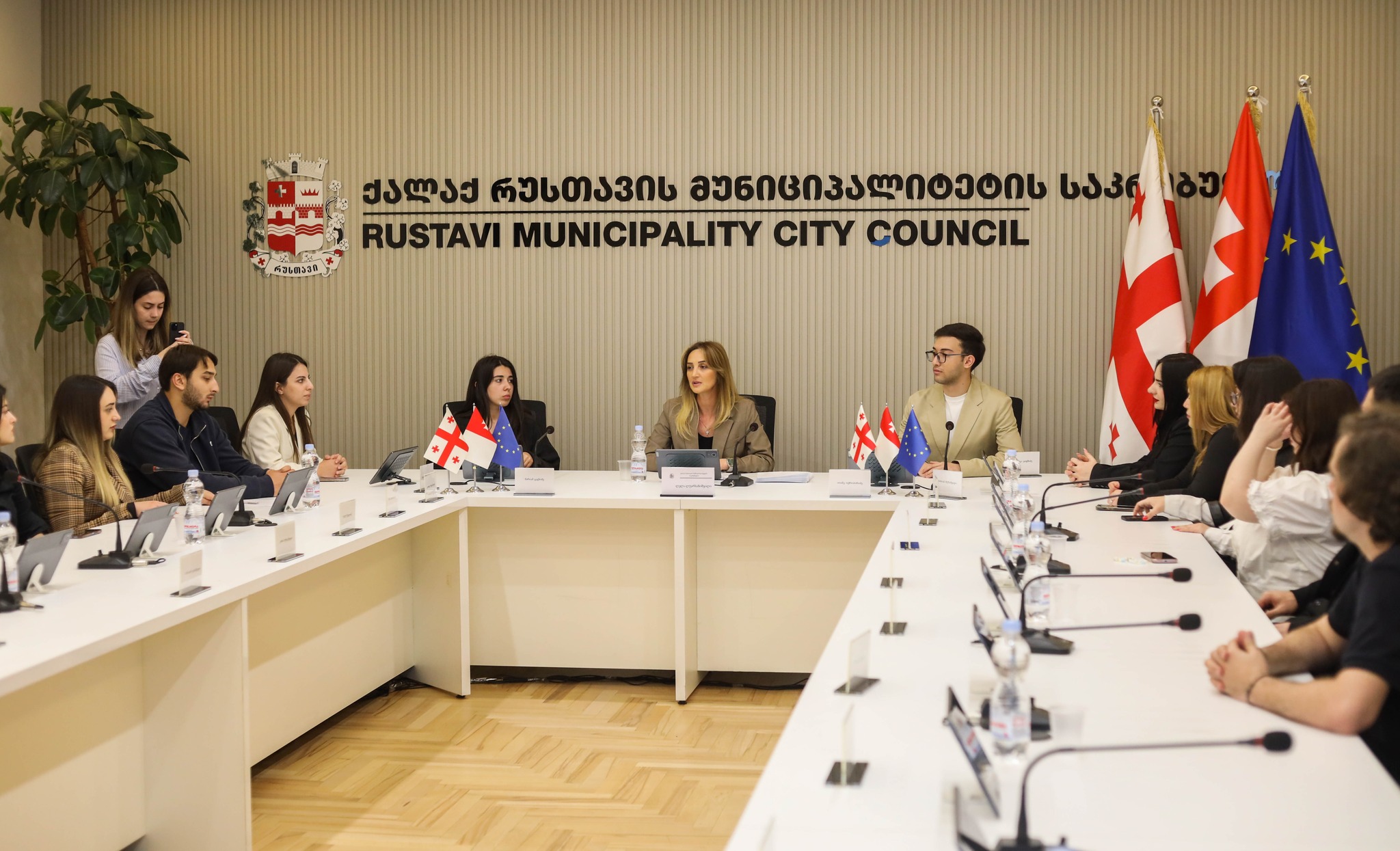 სტაჟირების პროგრამის მონაწილეები პროექტის ფარგლებში რუსთავის საკრებულოს სოციალურ საკითხთა კომისიის სხდომას დაესწრნენ